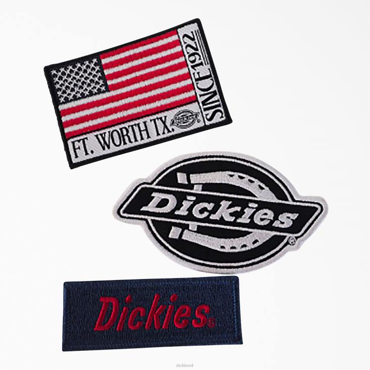 uniseks Dickies logo & vlag opstrijkbare patches 3-pack diverse kleuren (qa) accessoires 6F0X2759