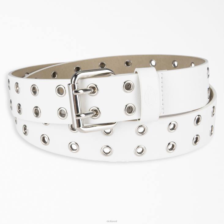 vrouwen Dickies lederen riem met dubbele doorvoertule wit (wh) accessoires 6F0X2838
