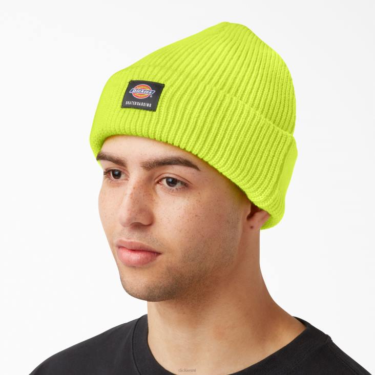 uniseks Dickies Skateboard beanie met manchetten neon geel (ew) accessoires 6F0X2825