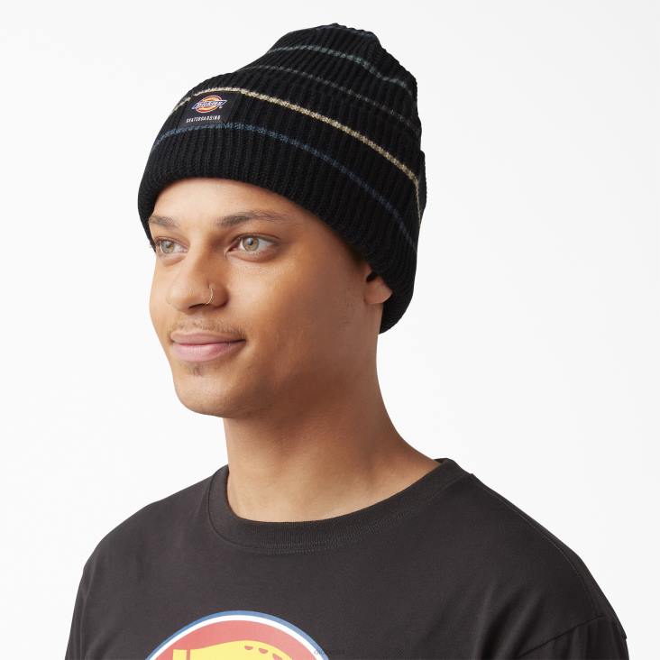 uniseks Dickies Skateboard beanie met manchetten zwarte strepen (b2r) accessoires 6F0X2821