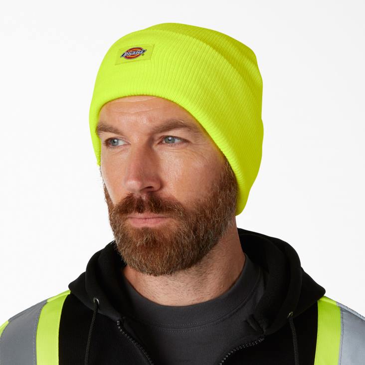 uniseks Dickies gebreide muts met manchetten neon geel (ew) accessoires 6F0X1487