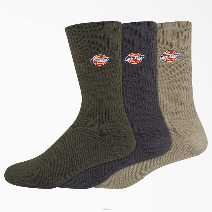 uniseks Dickies geborduurde crew sokken 3-pack diverse kleuren (qa) accessoires 6F0X2813