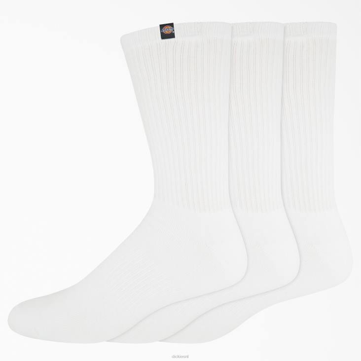 uniseks Dickies label crew sokken 3-pack wit (wh) accessoires 6F0X2808