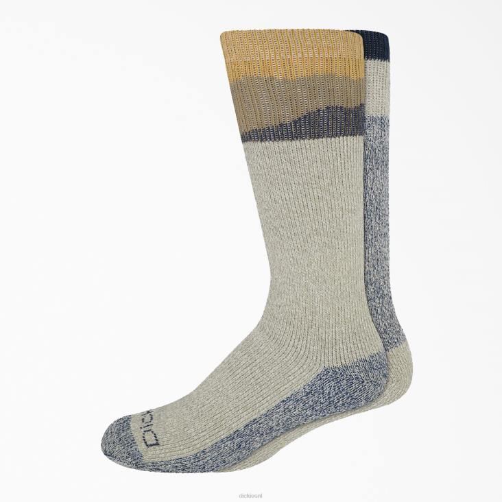 uniseks Dickies zware crew sokken van houtskoolvezel, 2-pack licht kaki (tk) accessoires 6F0X3019