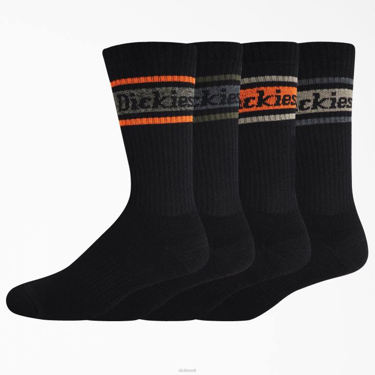 uniseks Dickies rugby gestreepte sokken 4-pack zwarte streep (bks) accessoires 6F0X2786