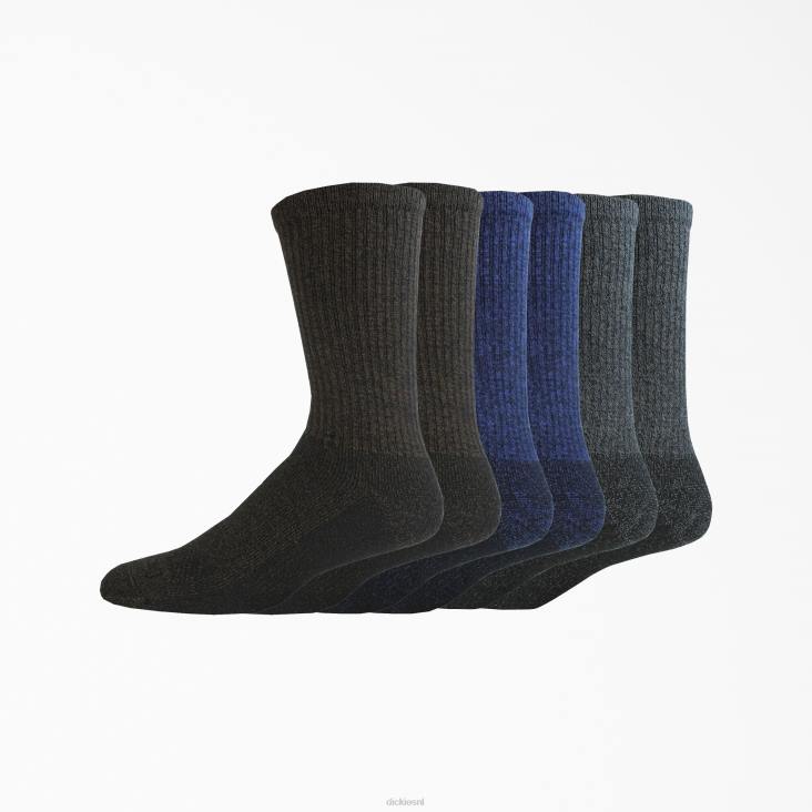 uniseks Dickies vochtregulerende crew werksokken 6-pack bruin assorti (xb) accessoires 6F0X2954