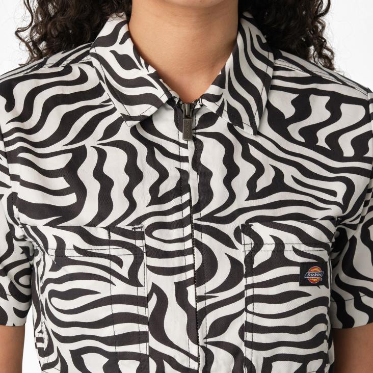 vrouwen Dickies korte broek met zebraprint ecru/zwart (euq) kleding 6F0X1937
