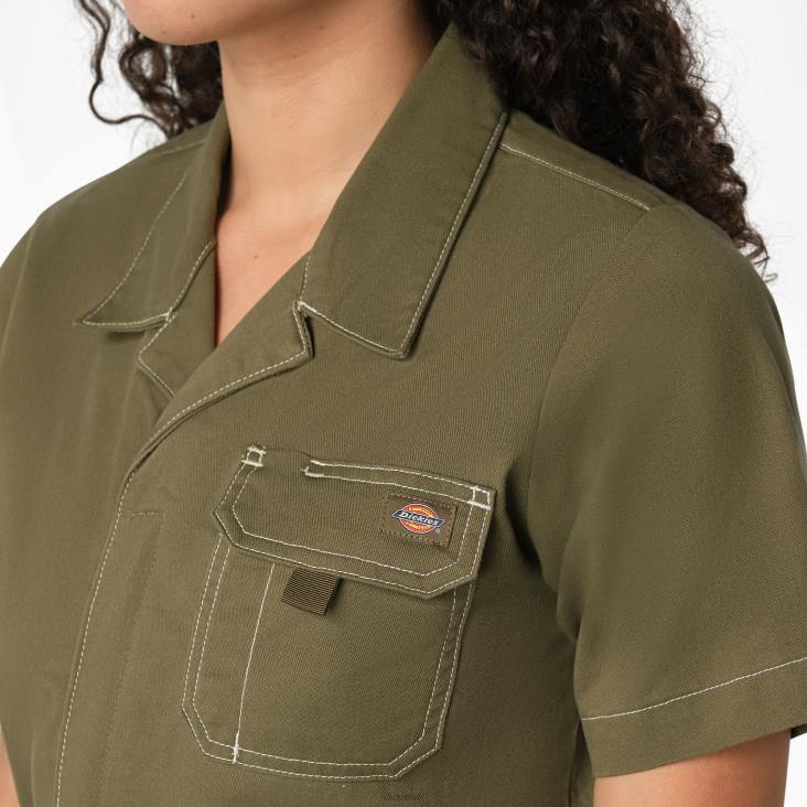 vrouwen Dickies korte broeken van ripstop militair groen (ml) kleding 6F0X1921