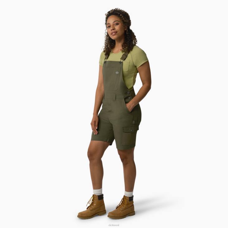 vrouwen Dickies verkoelende short van ripstop met bretels gespoeld militair groen (rml) kleding 6F0X1607