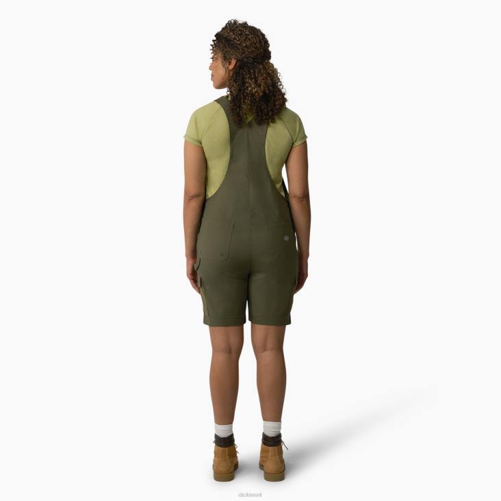 vrouwen Dickies verkoelende short van ripstop met bretels gespoeld militair groen (rml) kleding 6F0X1607