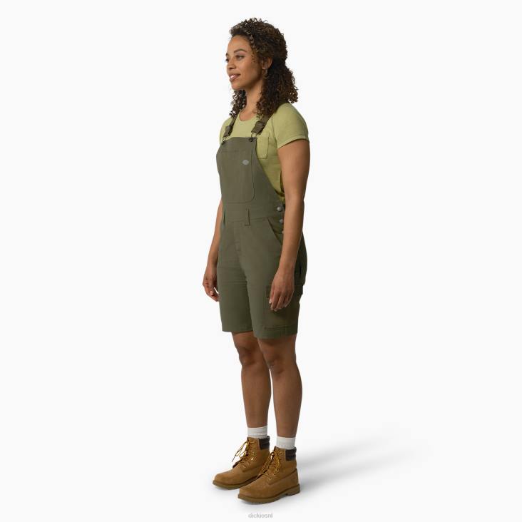 vrouwen Dickies verkoelende short van ripstop met bretels gespoeld militair groen (rml) kleding 6F0X1607