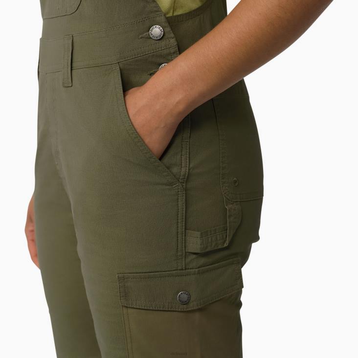vrouwen Dickies verkoelende short van ripstop met bretels gespoeld militair groen (rml) kleding 6F0X1607