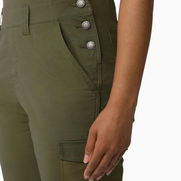 vrouwen Dickies verkoelende short van ripstop met bretels gespoeld militair groen (rml) kleding 6F0X1607