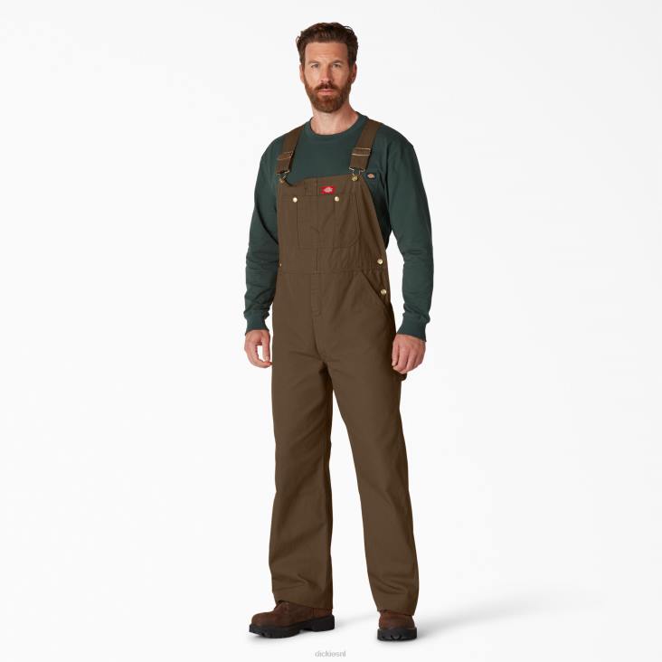 Heren Dickies klassieke overall met bretels gespoeld hout bruin (rtb) kleding 6F0X1219
