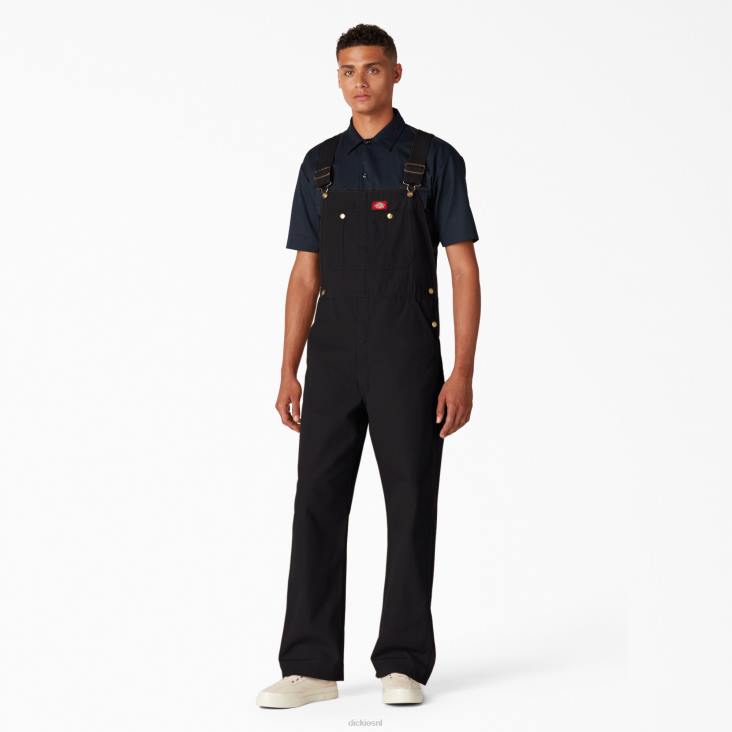 Heren Dickies klassieke overall met bretels gespoeld zwart (rbk) kleding 6F0X1217