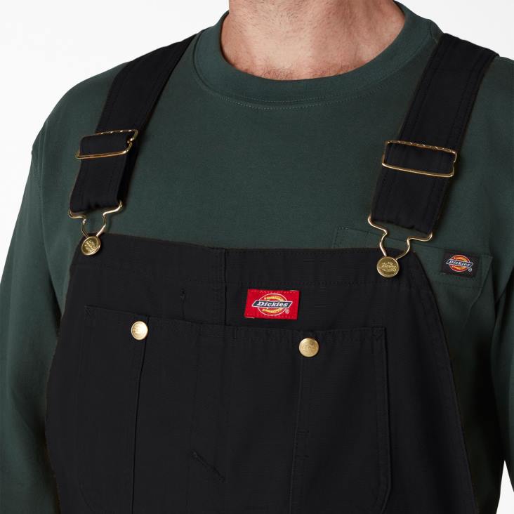 Heren Dickies klassieke overall met bretels gespoeld zwart (rbk) kleding 6F0X1217