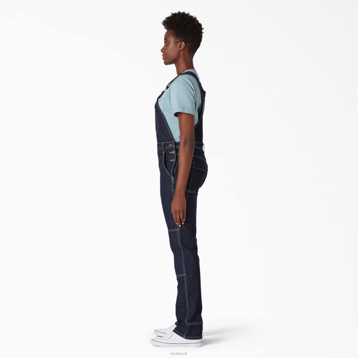vrouwen Dickies denim overall met dubbel kniestuk gespoeld indigoblauw (rnb) kleding 6F0X1947
