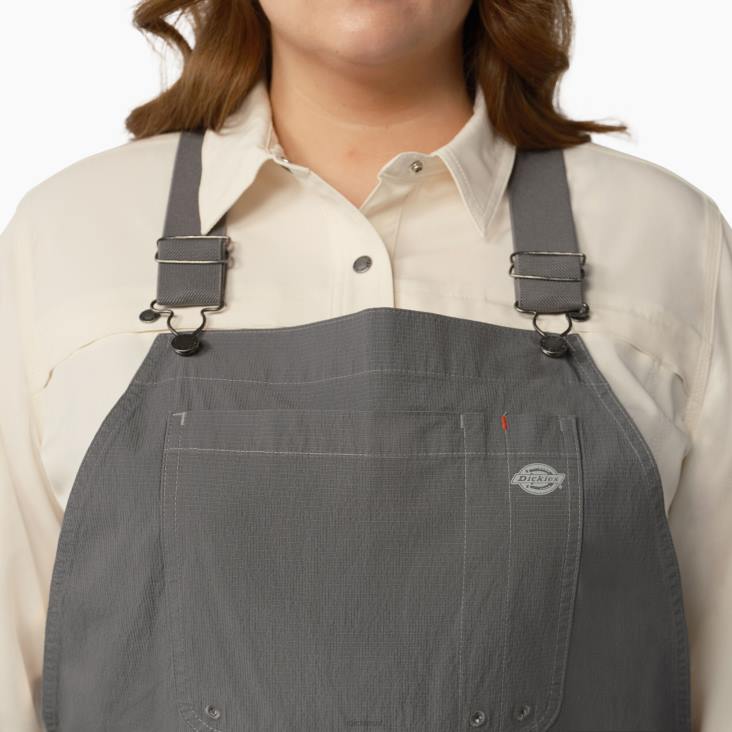 vrouwen Dickies plus een verkoelende ripstop-overall met bretels gespoeld grafiet (rga) kleding 6F0X1669
