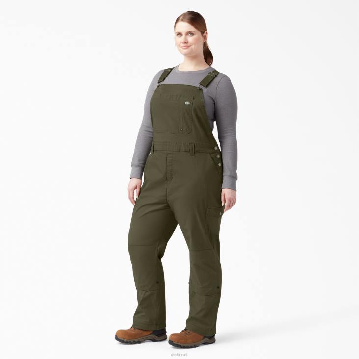 vrouwen Dickies plus een verkoelende ripstop-overall met bretels gespoeld militair groen (rml) kleding 6F0X1670