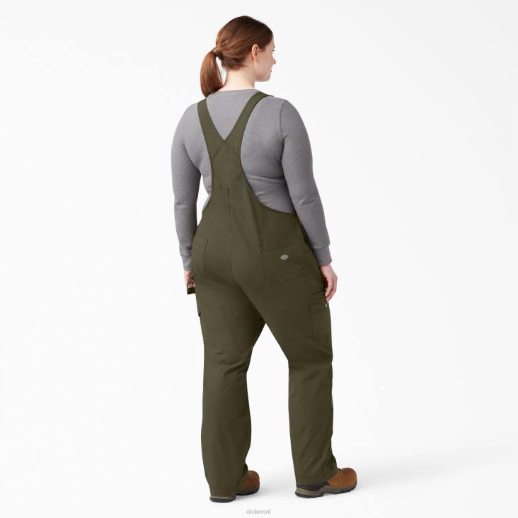 vrouwen Dickies plus een verkoelende ripstop-overall met bretels gespoeld militair groen (rml) kleding 6F0X1670