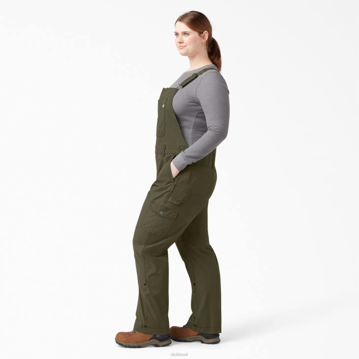 vrouwen Dickies plus een verkoelende ripstop-overall met bretels gespoeld militair groen (rml) kleding 6F0X1670