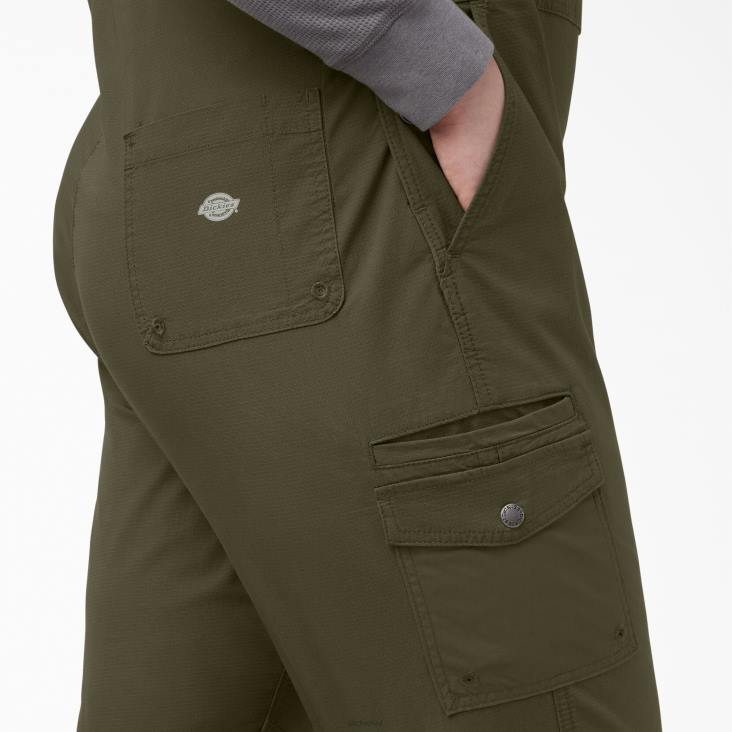 vrouwen Dickies plus een verkoelende ripstop-overall met bretels gespoeld militair groen (rml) kleding 6F0X1670