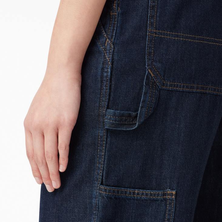 vrouwen Dickies relaxte overall met bretels donker indigo (dib) kleding 6F0X1555