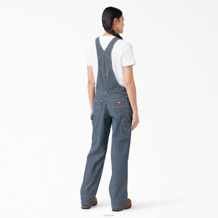 vrouwen Dickies relaxte overall met bretels gespoeld hickory streep (rechts) kleding 6F0X1560