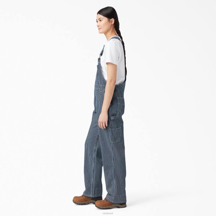 vrouwen Dickies relaxte overall met bretels gespoeld hickory streep (rechts) kleding 6F0X1560