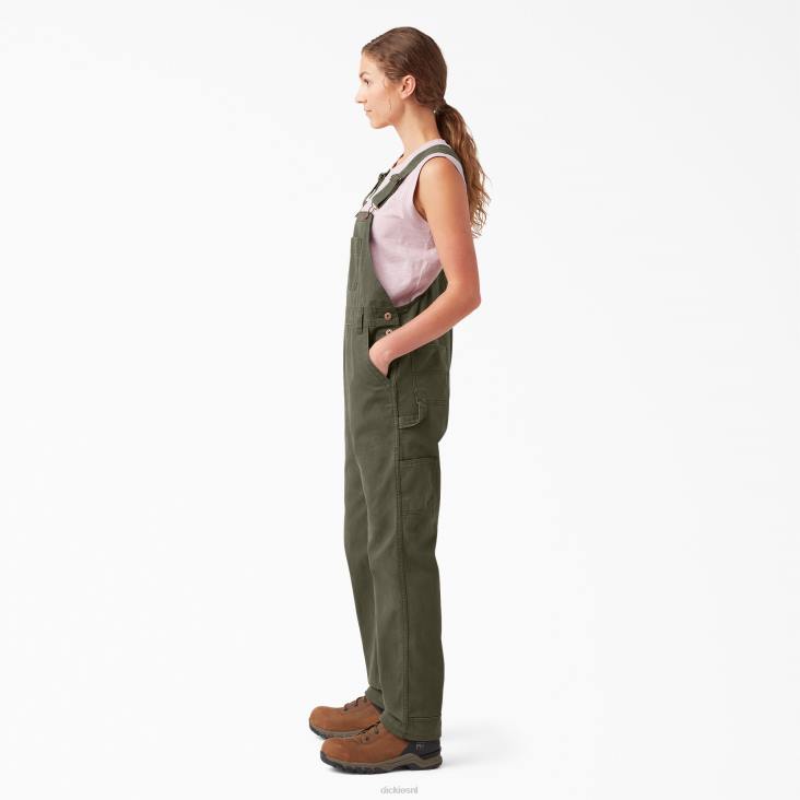 vrouwen Dickies relaxte overall met bretels gespoeld mosgroen (rms) kleding 6F0X1561