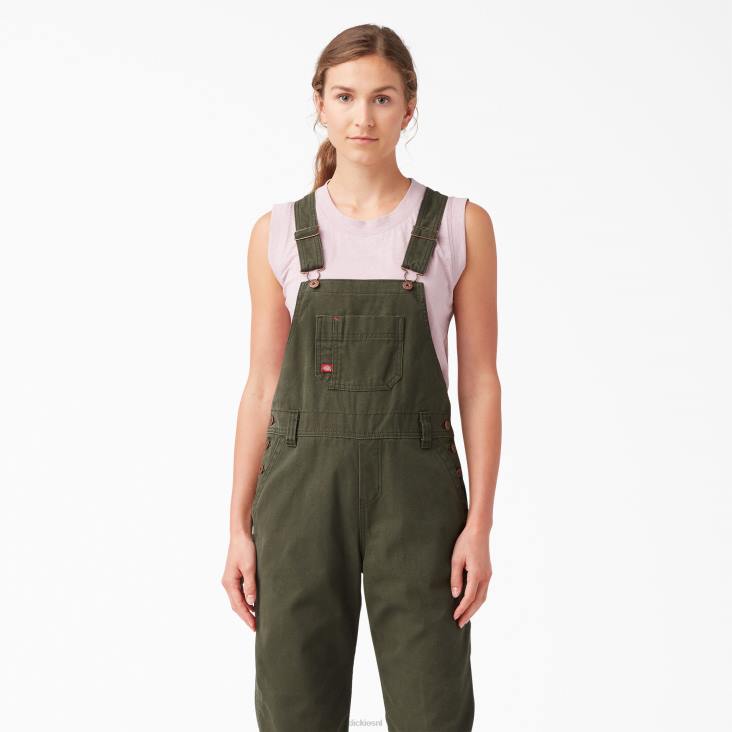 vrouwen Dickies relaxte overall met bretels gespoeld mosgroen (rms) kleding 6F0X1561