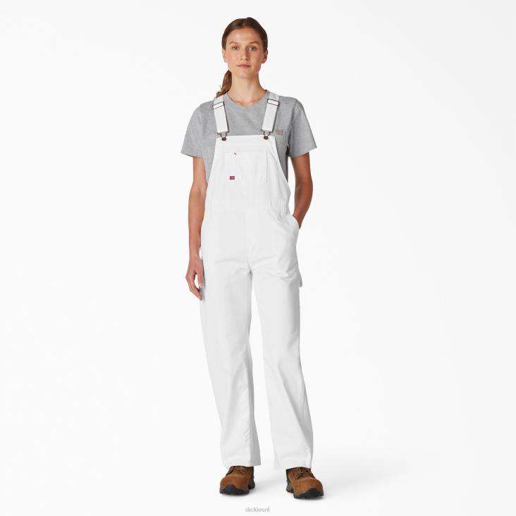 vrouwen Dickies relaxte overall met bretels wit (wh) kleding 6F0X1562