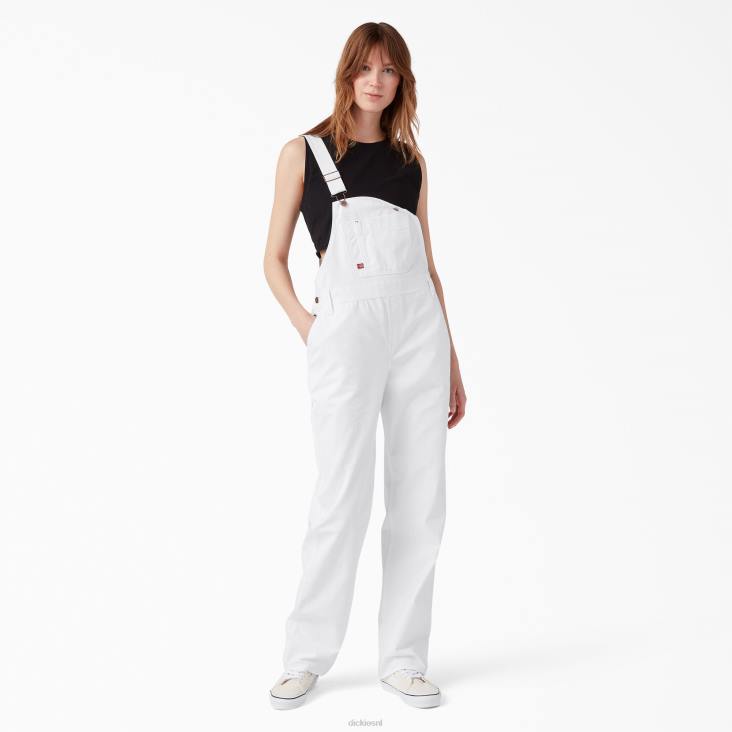 vrouwen Dickies relaxte overall met bretels wit (wh) kleding 6F0X1562