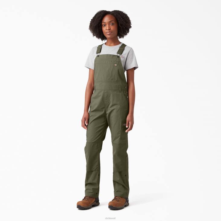 vrouwen Dickies verkoelende overall met bretels van ripstop gespoeld militair groen (rml) kleding 6F0X1610