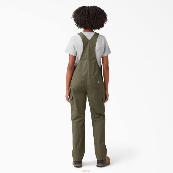 vrouwen Dickies verkoelende overall met bretels van ripstop gespoeld militair groen (rml) kleding 6F0X1610