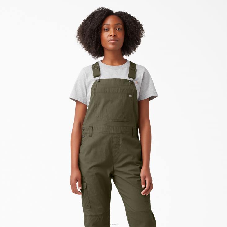 vrouwen Dickies verkoelende overall met bretels van ripstop gespoeld militair groen (rml) kleding 6F0X1610