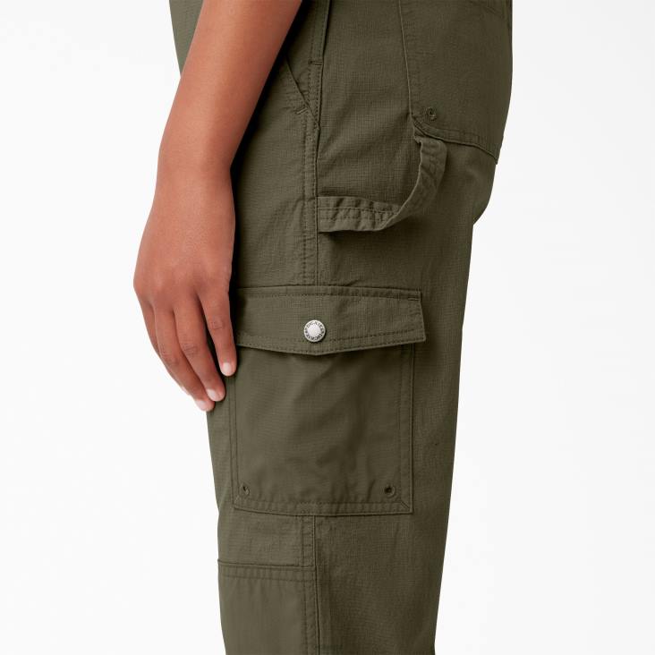 vrouwen Dickies verkoelende overall met bretels van ripstop gespoeld militair groen (rml) kleding 6F0X1610
