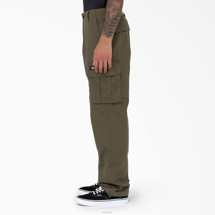 Heren Dickies eagle bend relaxed fit cargobroek met dubbele knie militair groen (ml) kleding 6F0X207