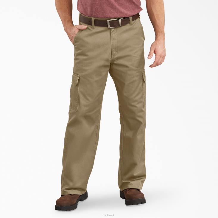 Heren Dickies losvallende cargobroek gespoeld kaki (rkh) kleding 6F0X83