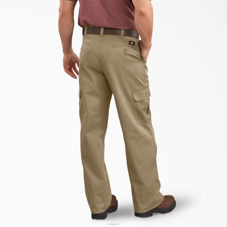 Heren Dickies losvallende cargobroek gespoeld kaki (rkh) kleding 6F0X83