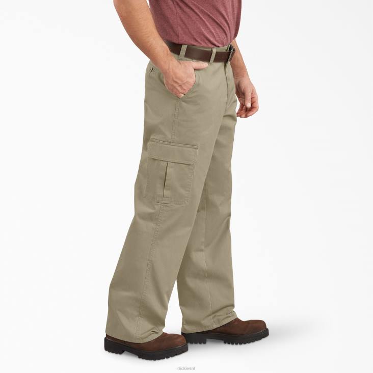 Heren Dickies losvallende cargobroek gespoeld kaki (rkh) kleding 6F0X83