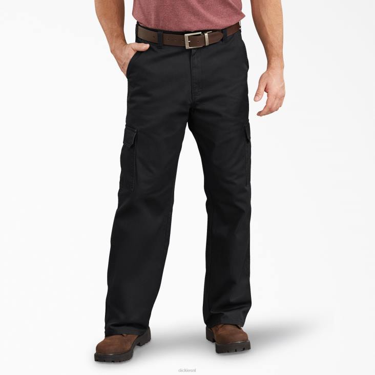 Heren Dickies losvallende cargobroek gespoeld zwart (rbk) kleding 6F0X80