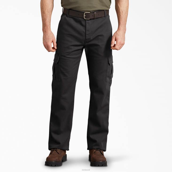 Heren Dickies regular fit eend cargobroek stonewashed zwart (sbk) kleding 6F0X177