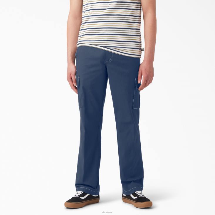 Heren Dickies skateboard ripstop cargobroek inkt marine/wit stiksel (i2w) kleding 6F0X306