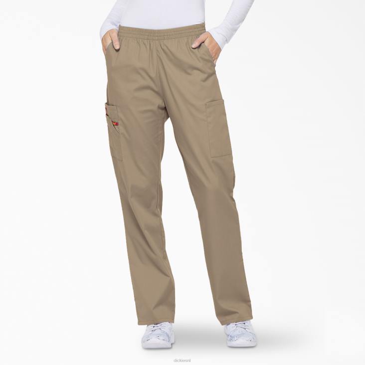 vrouwen Dickies eds kenmerkende cargo-scrubbroek met taps toelopende pijpen kaki (kha) kleding 6F0X2395