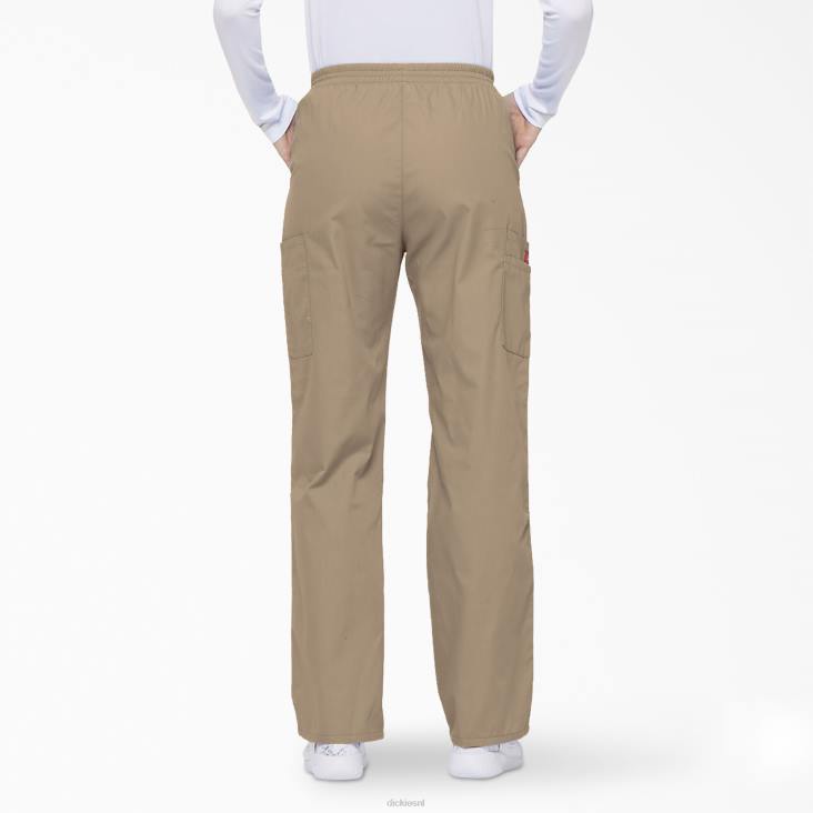 vrouwen Dickies eds kenmerkende cargo-scrubbroek met taps toelopende pijpen kaki (kha) kleding 6F0X2395
