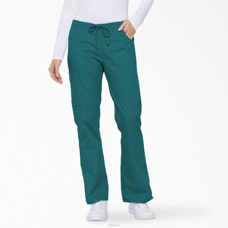 vrouwen Dickies eds kenmerkende cargobroek met uitlopende pijpen groenblauw (dtl) kleding 6F0X2522