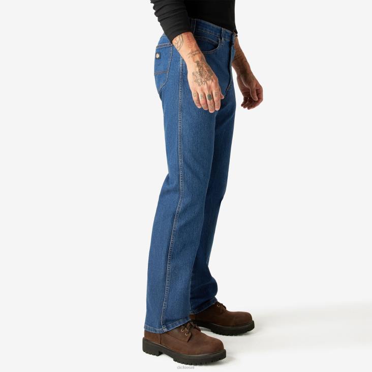 Heren Dickies regular fit jeans met actieve taille stonewashed indigo blauw (snb) kleding 6F0X231