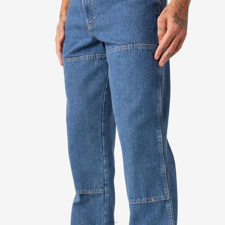 Heren Dickies relaxte jeans met dubbele knie stonewashed indigo blauw (snb) kleding 6F0X189