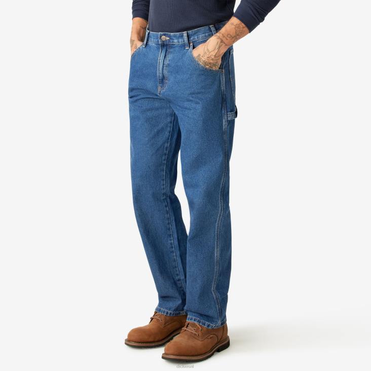 Heren Dickies relaxte timmermansjeans stonewashed indigo blauw (snb) kleding 6F0X117